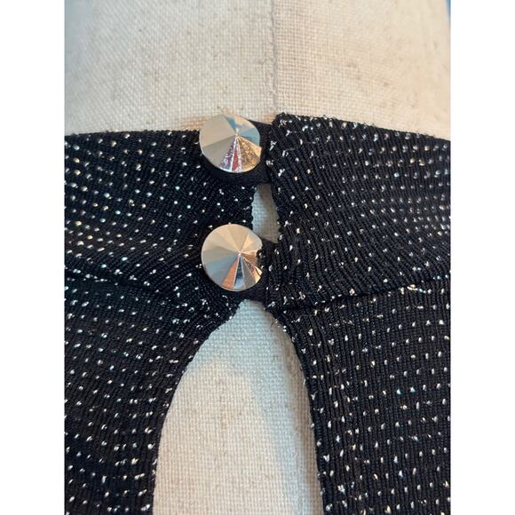 Boston Proper Black with Metallic Thread Open Cold Shoulder A-Line Top XL - Picture 6 of 9